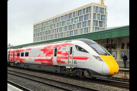 An Intercity Express test train has run to Wales for the first time.